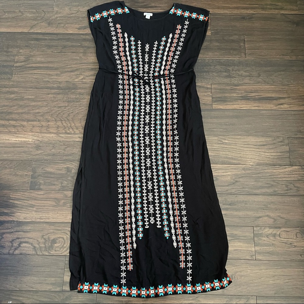 Sundance embroidered black maxi dress